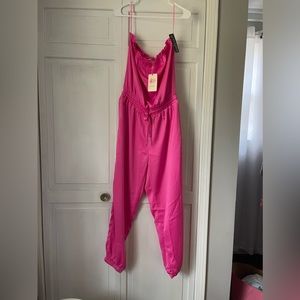 Entro pink satin jumpsuit